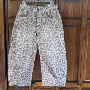 We The Free Leopard Print barrel Jeans